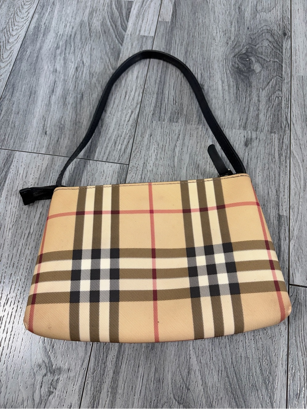 Burberry Classic Nova Check Mini Bag in Beige with Black Strap Made in Italy - Picture 3 of 12